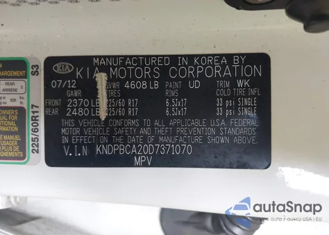 2013 Kia Sportage Lx from USA, damaged, VIN KNDPBCA20D7371070